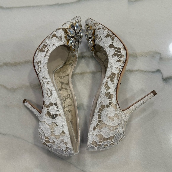 Dolce & Gabbana Belluci Pump Size 38 White Taorima Lace Crystals - Picture 7 of 11